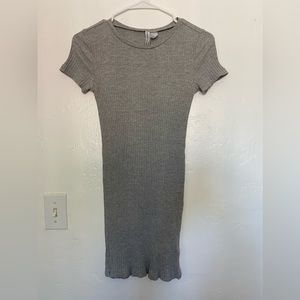 H&M S Grey Ribbed Mini Dress